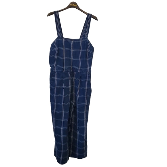 *FLAW* J.Crew Factory Size 2 100% Cotton Plaid Overall Pants - Picture 1 of 15